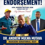 Kibwezi West MP Mwengi Mutuse Endorses Dr. Andrew Mulwa for Makueni Senate.