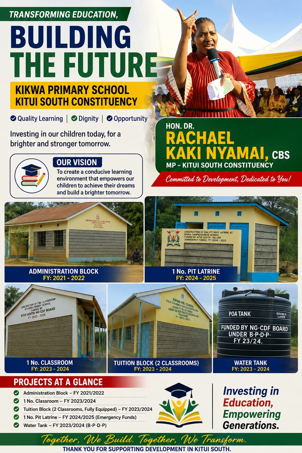 Kaki Nyamai’s Development Footprint Takes Shape at Kikwa Primary School.