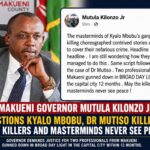 Mutula Jr Raises Alarm Over Alleged Pattern in Killings of Two Makueni Professionals.