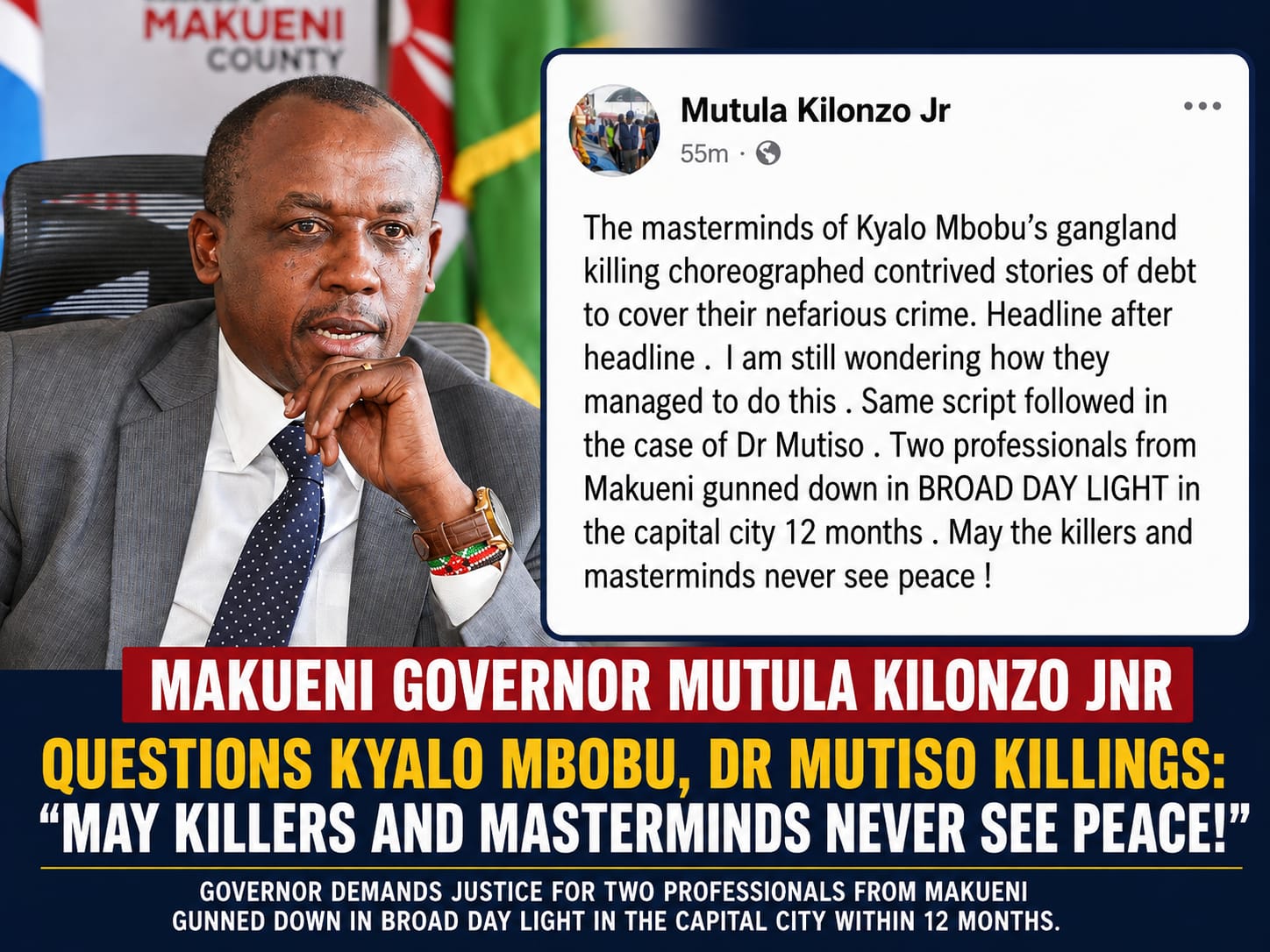 Mutula Jr Raises Alarm Over Alleged Pattern in Killings of Two Makueni Professionals.