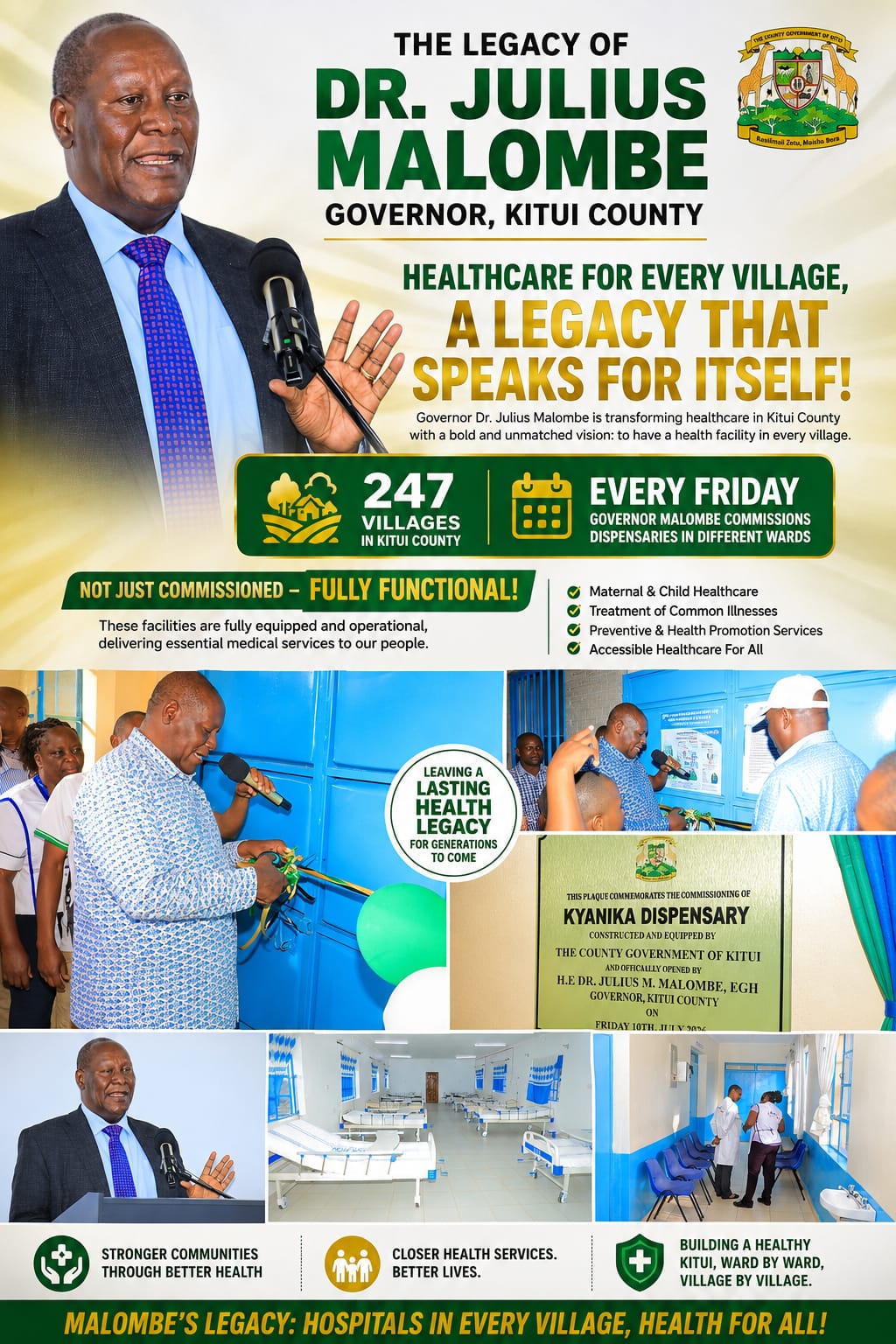 Malombe’s Health Legacy Speaks for Itself as Fully Functional Dispensaries Reach 247 Villages.