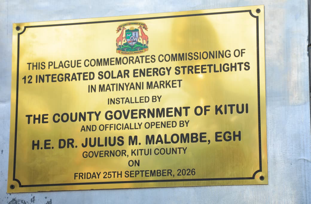 Governor Malombe Commissions 12 Solar Lights at Matinyani Market.